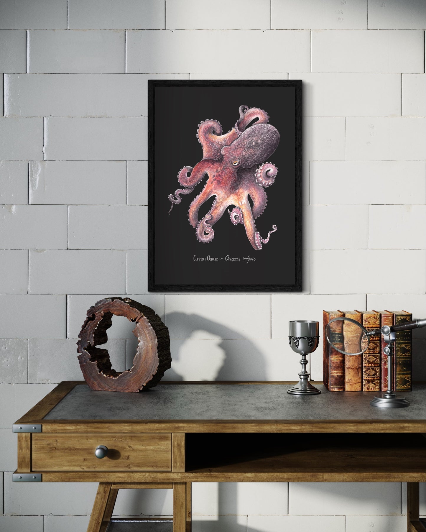 Common Octopus Print - Black Edition.